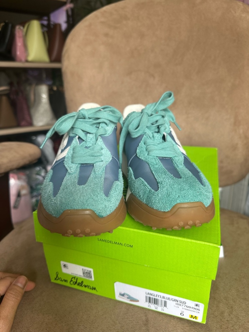 Sam Edelman Langley3 Light Teal & Blue Casual Sneakers New in Box - Picture 7 of 10